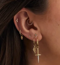 April Birthstone Piercing Front 14K
