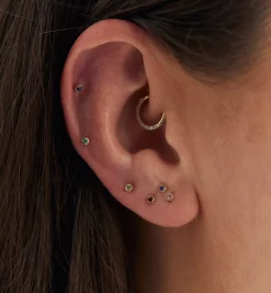 Birthstone Piercing Front 14K