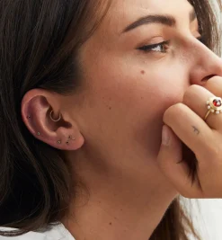 Birthstone Piercing Front 14K
