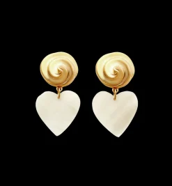 Brinker + Eliza Rainey White Heart Earrings