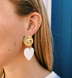 Brinker + Eliza Rainey White Heart Earrings