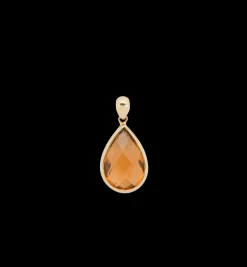 Citrine Oval Gemstone Charm 14K