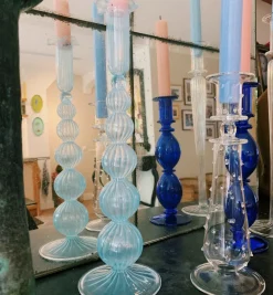 Cloudy Glass Candle Holder