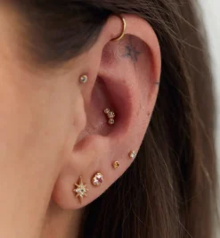 Crescent Moon Piercing Front 14K