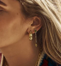 Flower Garland Stamped Hoop Earrings