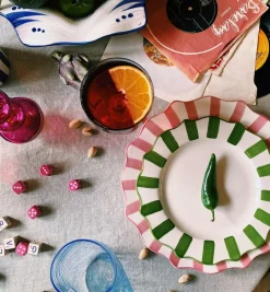 Green Scalloped Breakfast Plate