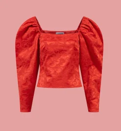 Laagam Brigitte Red Puff Top