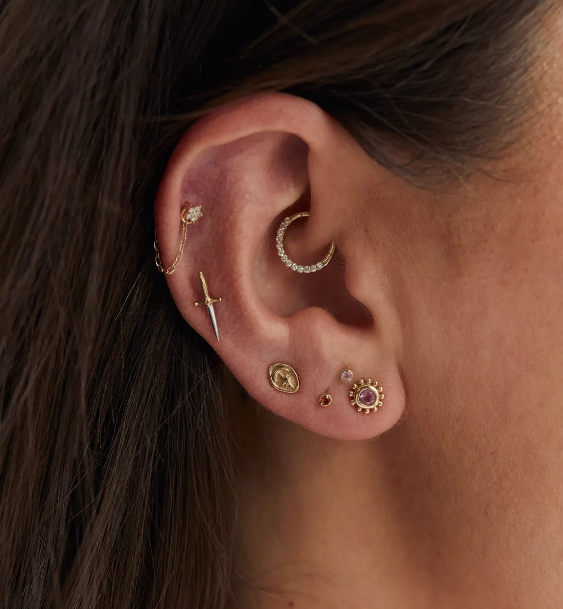 Magical Dagger Piercing Front 14K