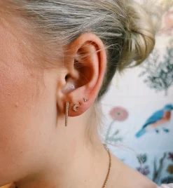 Maria Tash Diamond Moon Threaded Stud Earring 14K