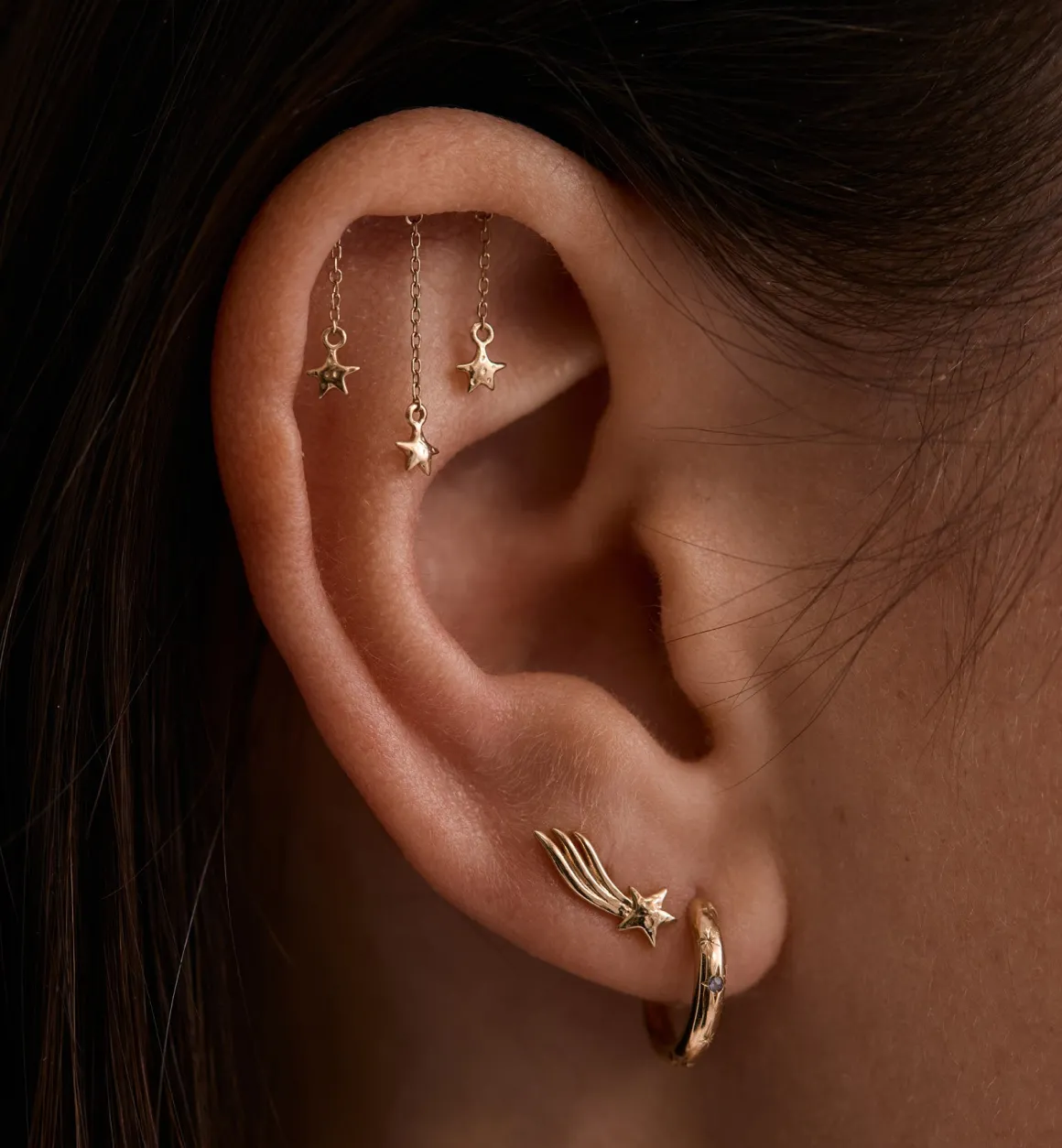 Meteor Stud Earring 14K
