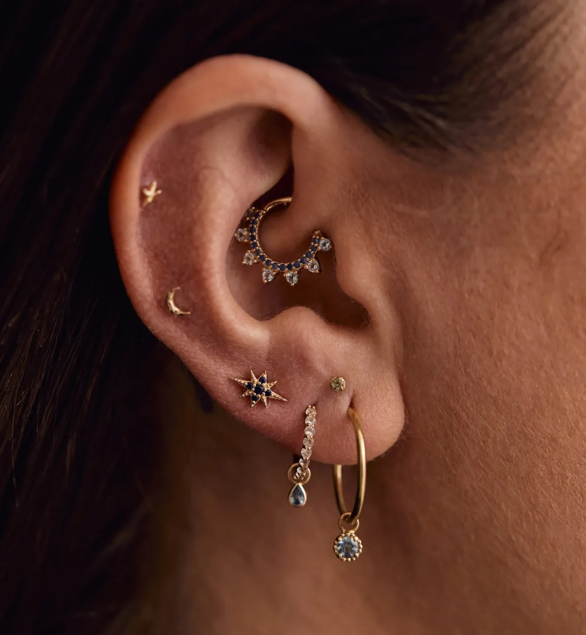 Midnight Mimosa Piercing Front 14K