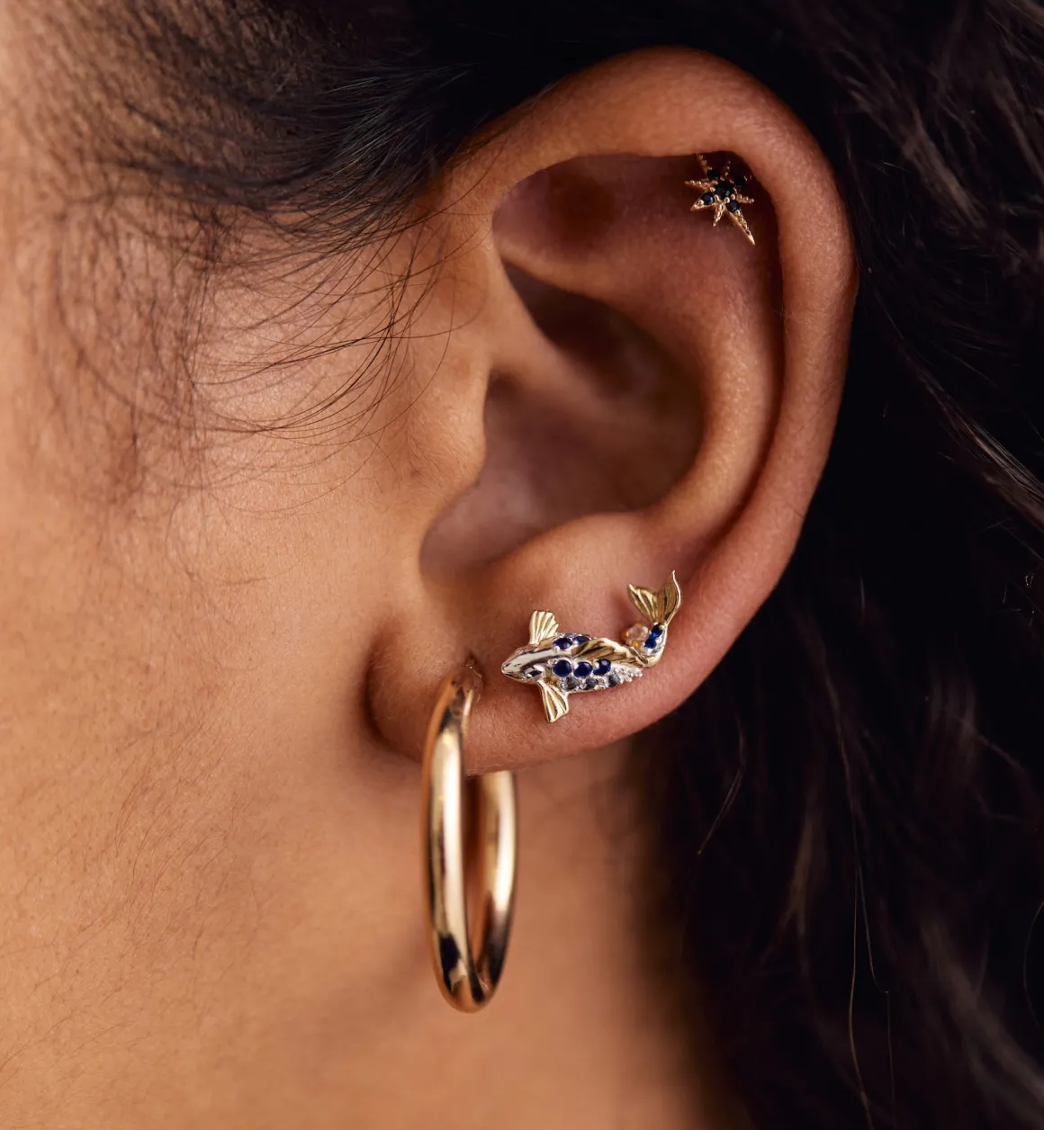 Midnight Mimosa Piercing Front 14K