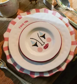 Pink Scalloped Dinner Plate