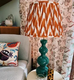 Pooky Orange Ikat Linen Lampshade