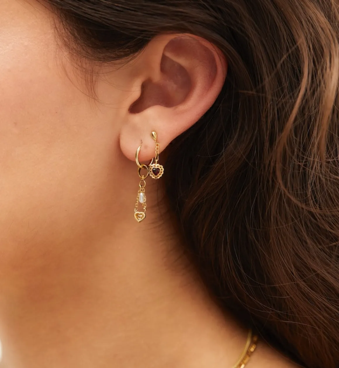 Pure Love Chain Stud Earring 14K