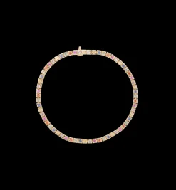 Rainbow Sapphire Tennis Bracelet 14K