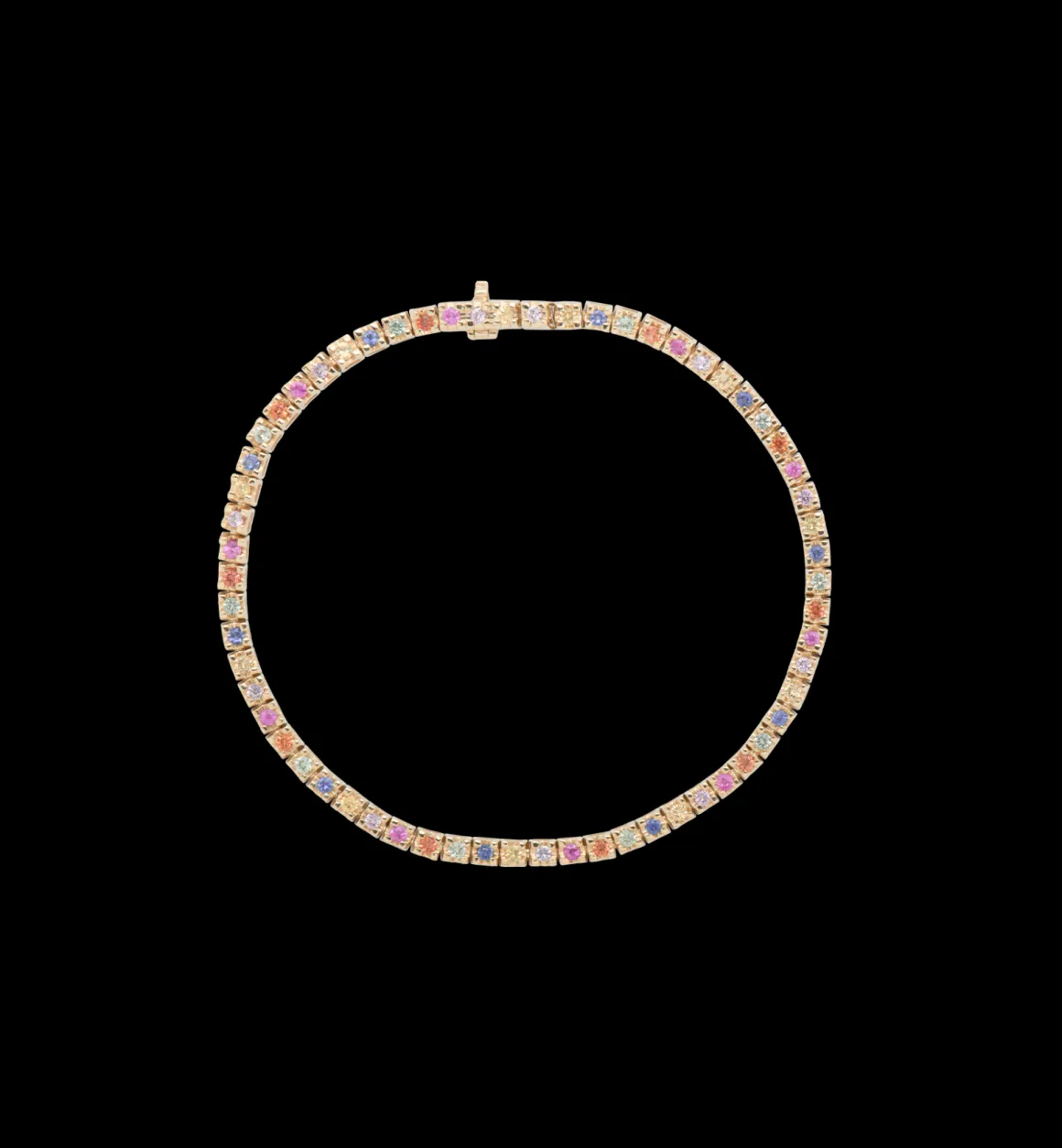 Rainbow Sapphire Tennis Bracelet 14K