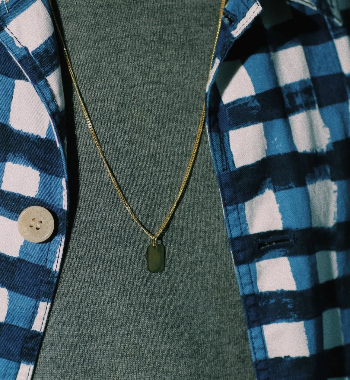 Rectangle Engraving Pendant 14K