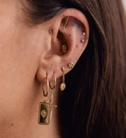 Single Flower Boy Stud Earring 14K