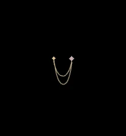Single Gilded Chain Stud Earring 14K