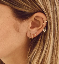 Single Plain Ring Earring 14K