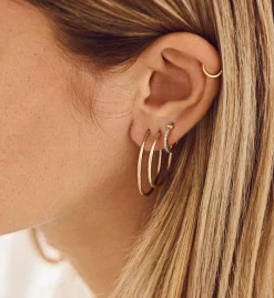 Single Plain Ring Earring 14K
