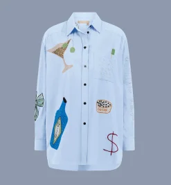 Stella Nova Dust Blue Bead Embellished Shirt
