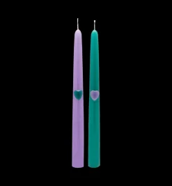 Tough Love Green/Purple Candle Set of 2