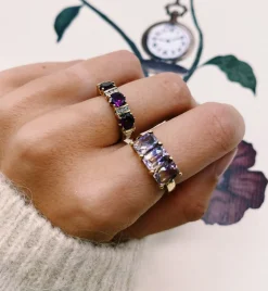 Vintage Almandine Garnet and Diamond Embrace Ring