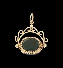 Vintage Carnelian, Onyx And Heliotrope Wheel of Fortune Charm