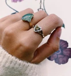 Vintage Citrine and Diamond Sunlit Love Ring