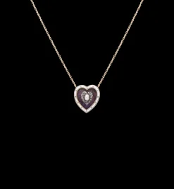 Vintage Enamel And Diamond Mystical Secret Heart Necklace