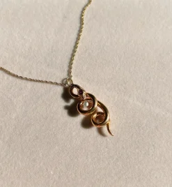 Vintage Pearl And Ruby Conspicuous Snake Pendant
