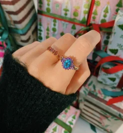 Vintage Topaz Amethyst and Diamond Enchantment Ring