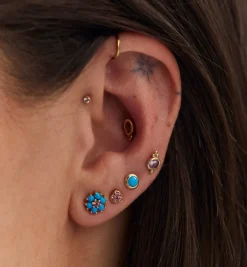 Wondrous Dahlia Piercing Front 14K