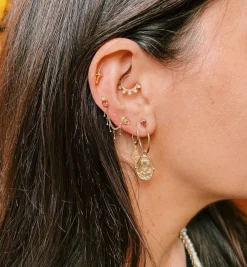 Wondrous Dahlia Piercing Front 14K